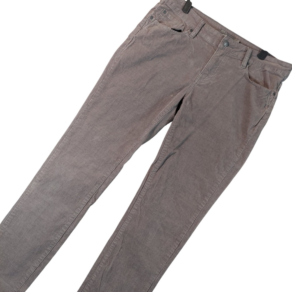Prana Corduroy Pants Womens 12 Gray Slim Straight Mid Rise 5-Pocket 34x34